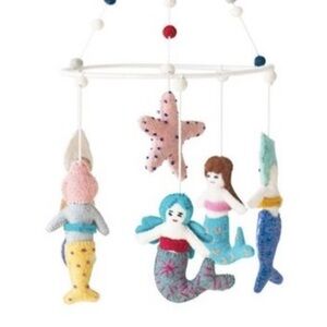 Creative Co-Op Wool Felt Mermaid Mobile, 9" Round x 25" H, Multicolor NWT